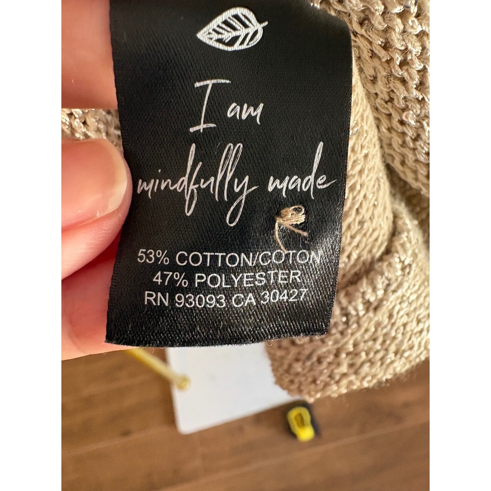NIC+ZOE Gold Metallic Sequin Wrap Cardigan XL Quiet Luxury Holiday Festive - Picture 4 of 6